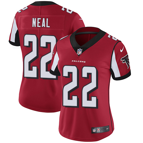 Nike Falcons #22 Keanu Neal Red Team Color Women's Stitched NFL Vapor Untouchable Limited Jersey
